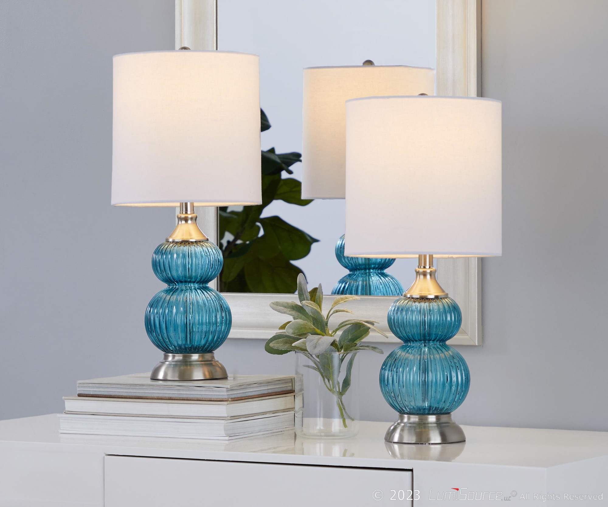 Belle 20" Glass Accent Lamp - Set Of 2